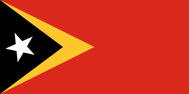 Doğu Timor T&uuml;rk konsoloslukları ve vek&acirc;letname rehberi i&ccedil;in Doğu Timor bayrağı