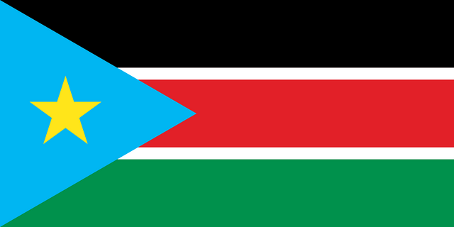G&uuml;ney Sudan T&uuml;rk konsoloslukları ve vek&acirc;letname rehberi i&ccedil;in G&uuml;ney Sudan bayrağı
