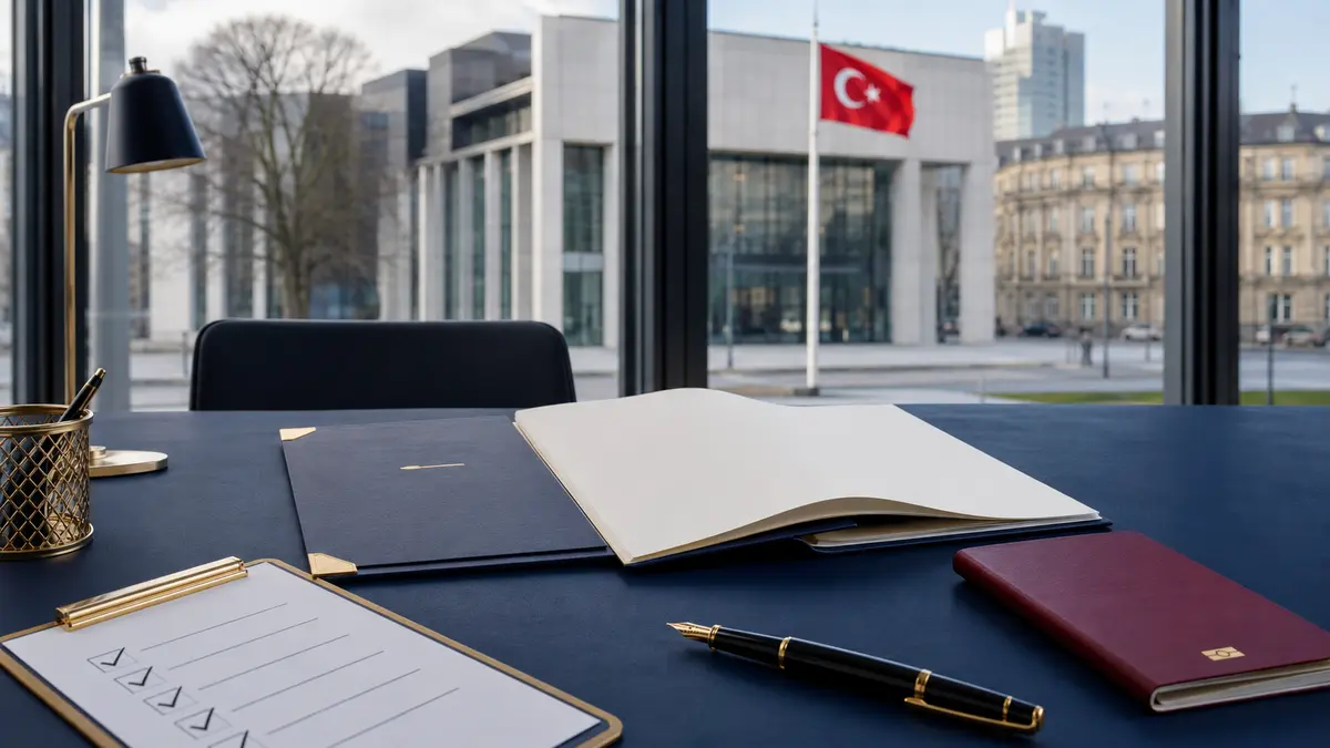 Vorbereitete Unterlagen für einen Vollmachtstermin bei einer türkischen Auslandsvertretung in Deutschland