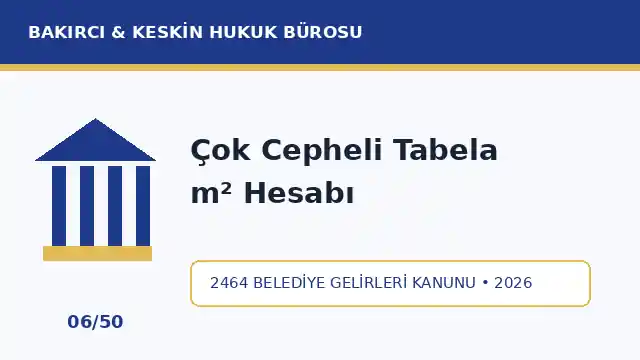 &Ccedil;ok cepheli tabela ilan ve reklam vergisi metrekare ve y&uuml;z hesabı 2464 madde 15