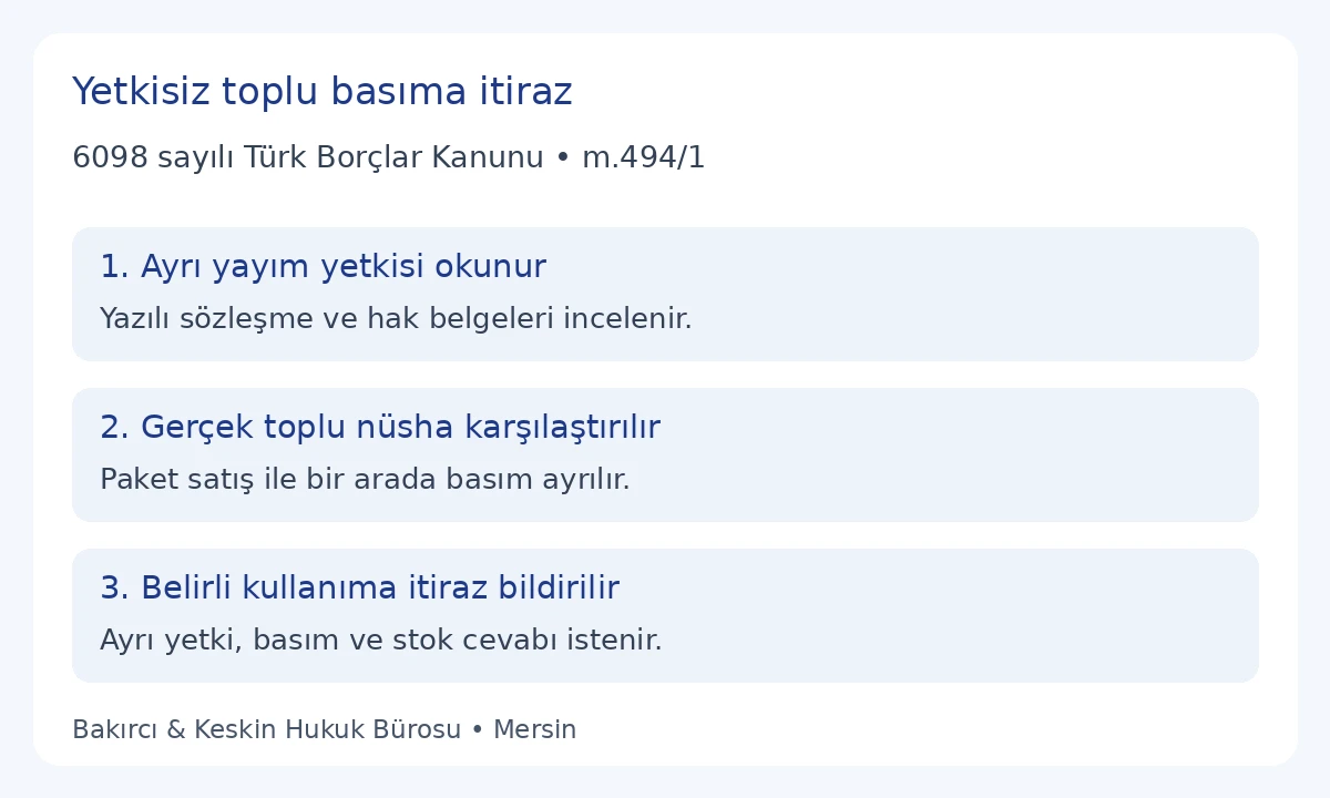 TBK 494 ayrı yayım yetkisi ile toplu basımın karşılaştırılması