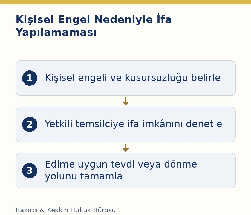 TBK 111 kapsamında alacaklının kişisel engeli, temsilciye ifa ve edime uygun kanuni yolun belirlenmesi
