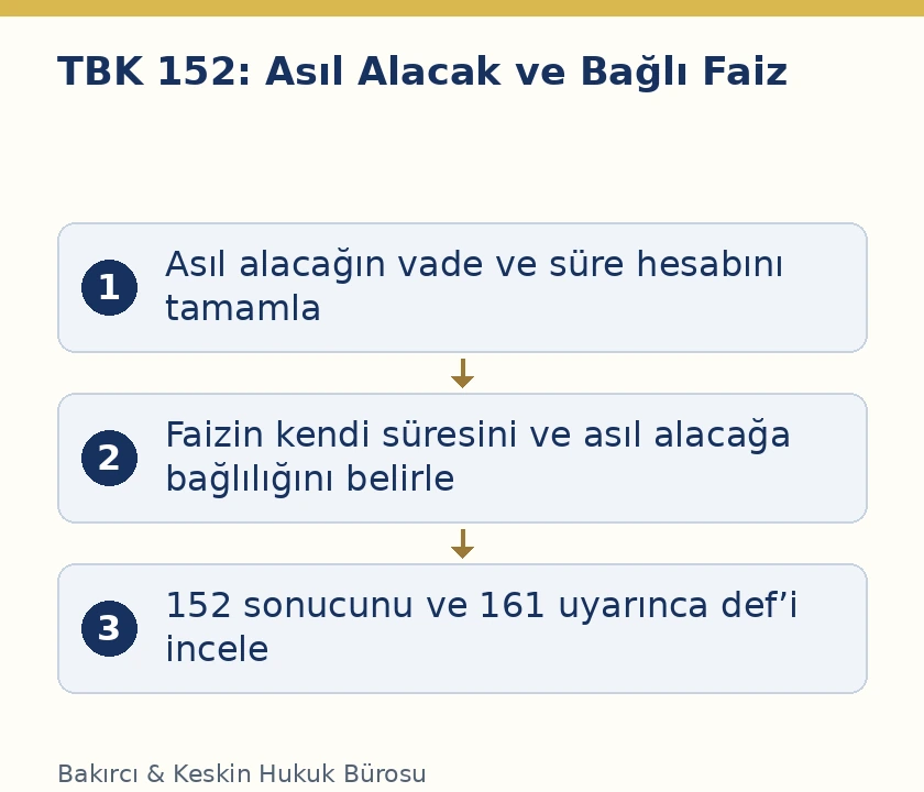 TBK 152 asıl alacak zamanaşımı, faizin kendi s&uuml;resi ve zamanaşımı definin inceleme sırası