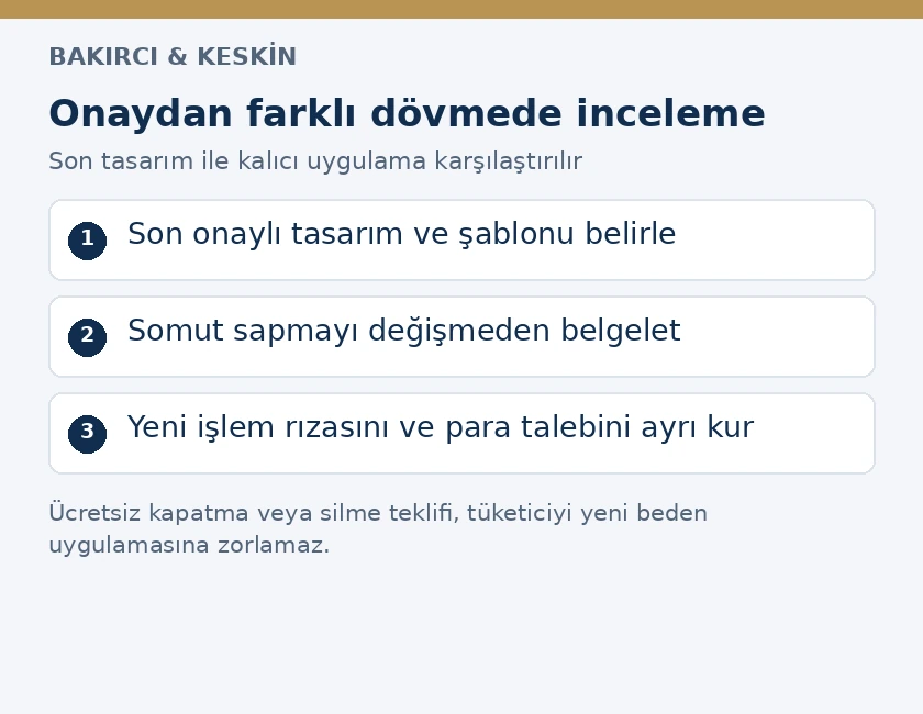 D&ouml;vmede son tasarım onayı, uygulama farkı ve iade veya zarar talebinin değerlendirilmesi