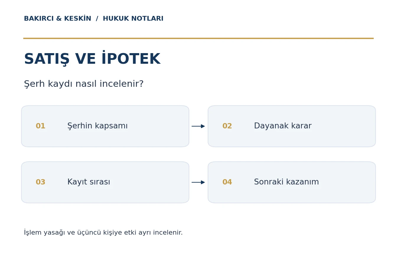 Ge&ccedil;ici tescil şerhli taşınmazın satışında şerhin kapsamı, dayanak karar, kayıt sırası ve sonraki kazanım incelemesi