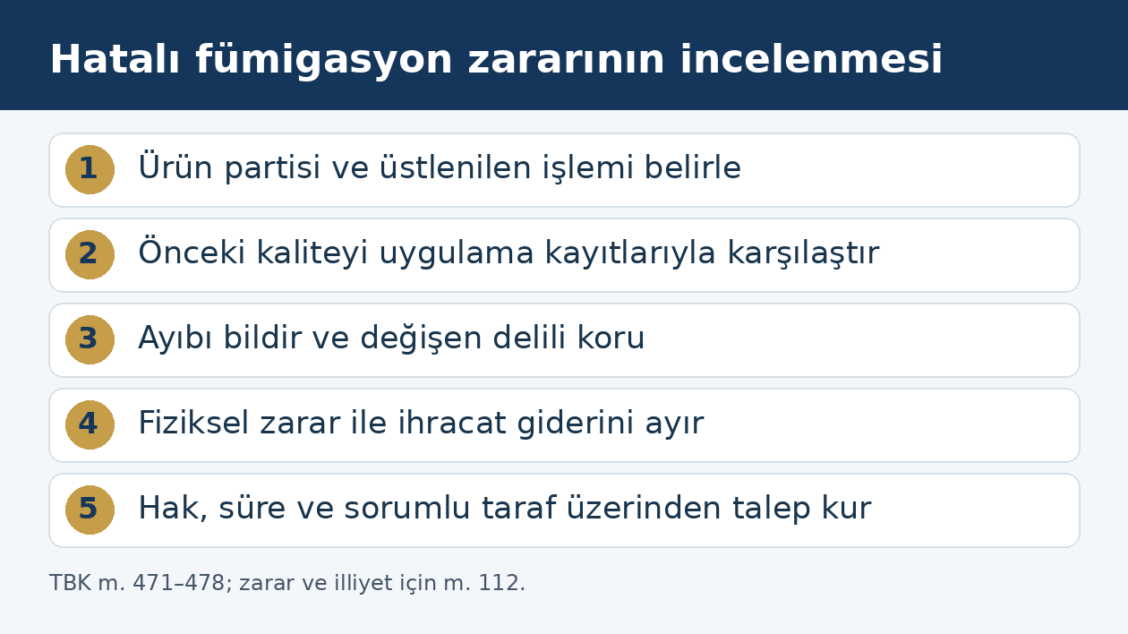 F&uuml;migasyon işlemi nedeniyle ihracat y&uuml;k&uuml;nde oluşan zararın inceleme sırası