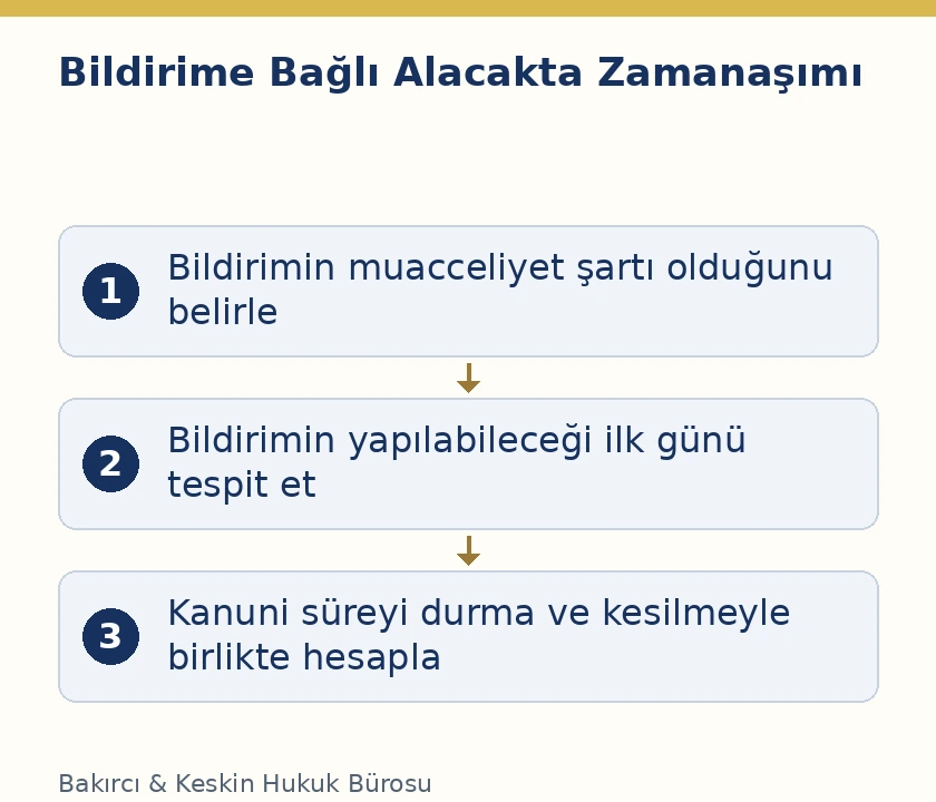 TBK 149 ikinci fıkra kapsamında muacceliyeti bildirime bağlı alacağın zamanaşımı başlangıcının belirlenmesi