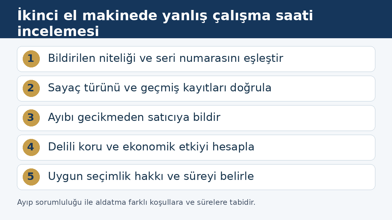 D&uuml;ş&uuml;r&uuml;lm&uuml;ş makine &ccedil;alışma saati iddiasında beş aşamalı hukuki inceleme