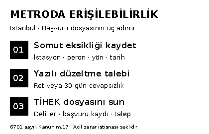 İstanbul metro erişilebilirlik başvurusunda somut eksiklik kaydı, yazılı d&uuml;zeltme talebi ve TİHEK dosyası aşamaları