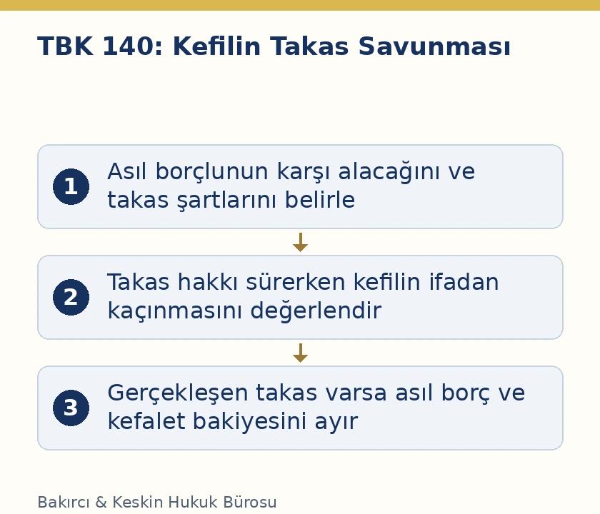TBK 140 asıl bor&ccedil;lunun takas hakkı ve kefilin ifadan ka&ccedil;ınması aşamaları