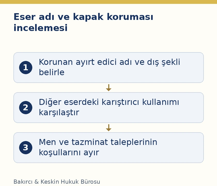 Eser adı ve kapakta ayırt edicilik, karışıklık ve hukuki talep incelemesi