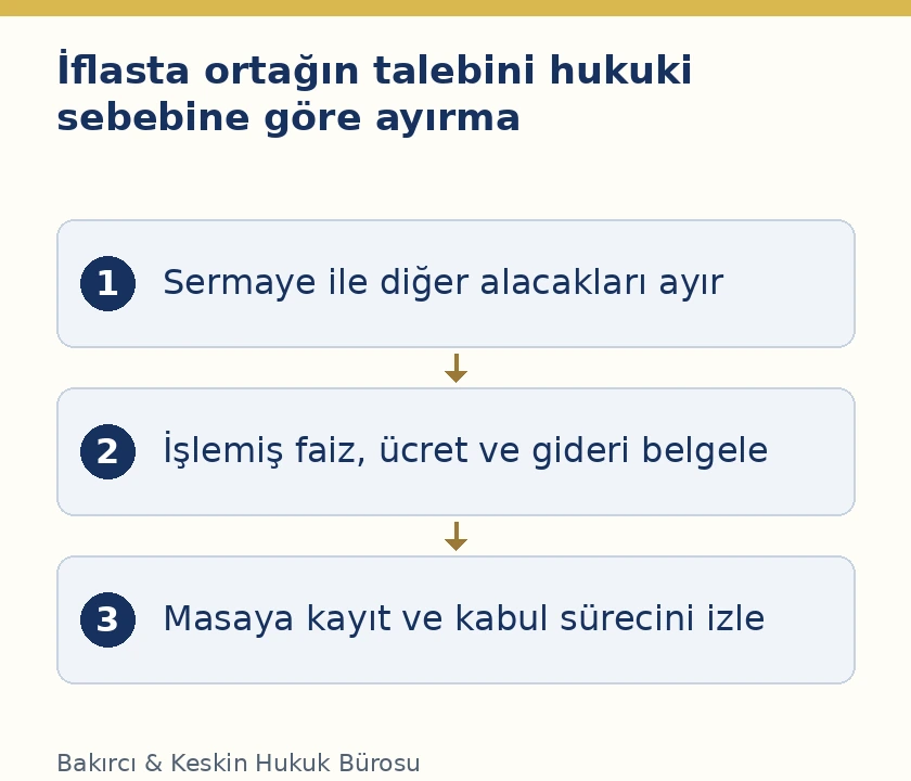 Kollektif şirket iflasında sermaye yasağı ile işlemiş faiz, &uuml;cret ve şirket lehine giderlerin ayrı kaydı