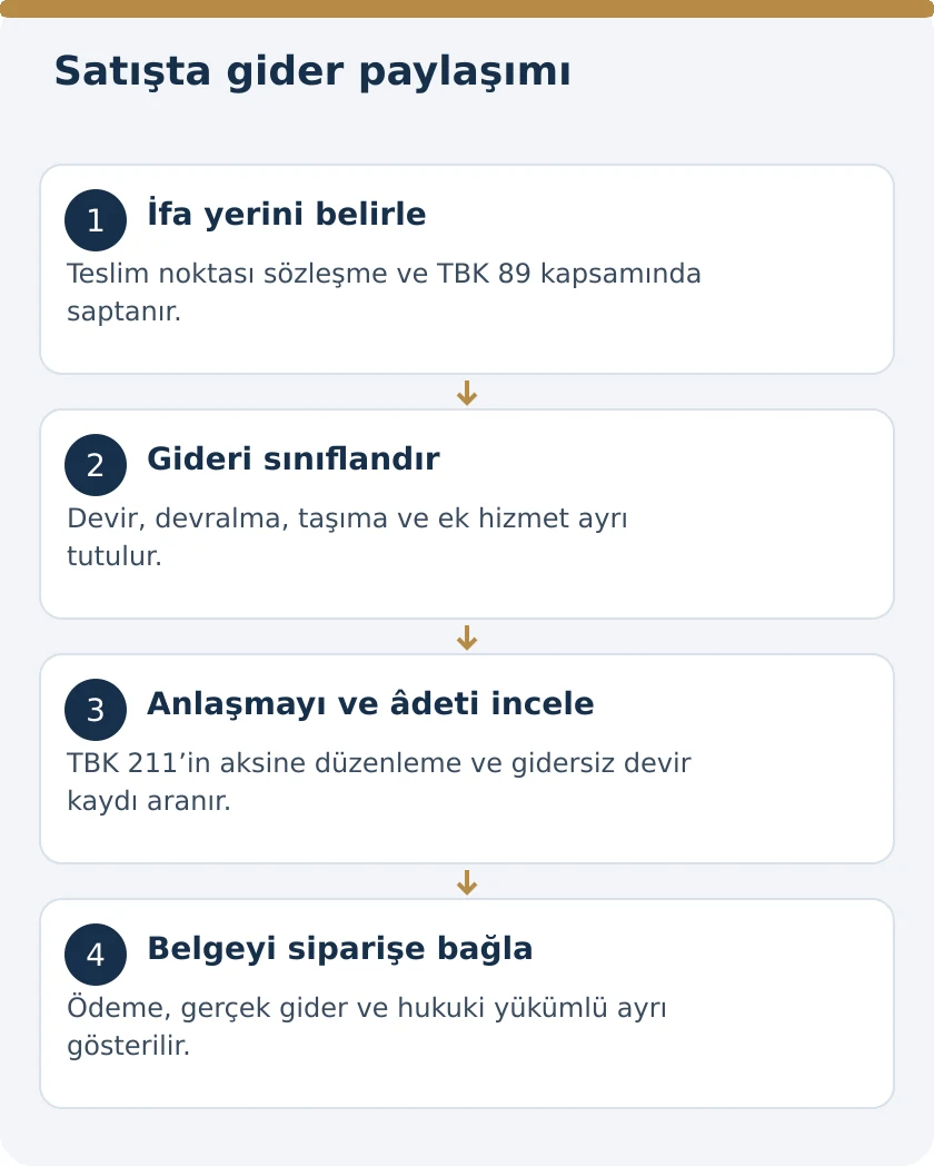 Mal Satışında Ölçme, Tartma ve Taşıma Giderlerini Kim Öder? – kanuni koşullar şeması