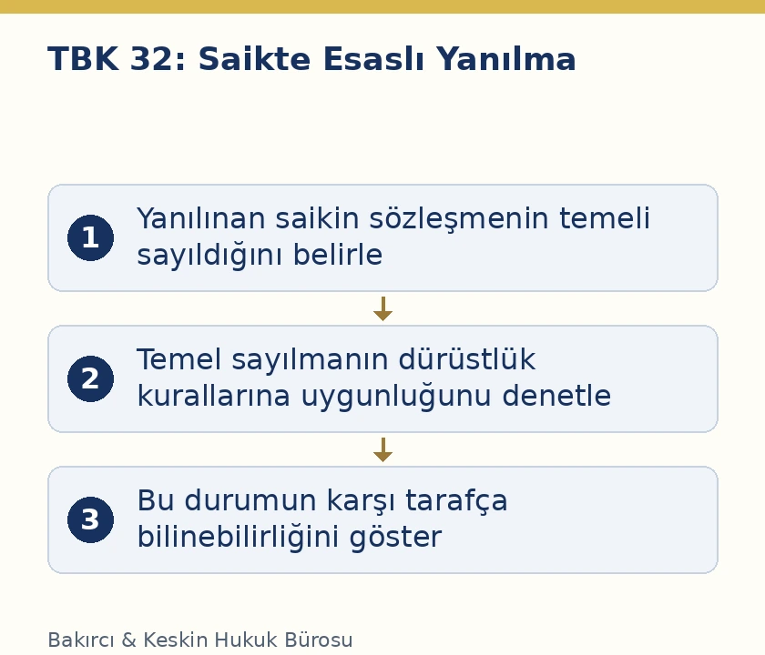 TBK 32 saikte yanılmanın esaslı sayılmasında &uuml;&ccedil; kanuni şart