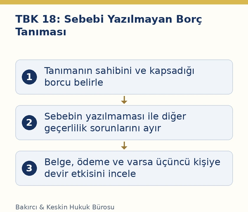 TBK 18 borç tanımasının geçerliliği, kapsamı ve ayrı savunmaların incelenmesi