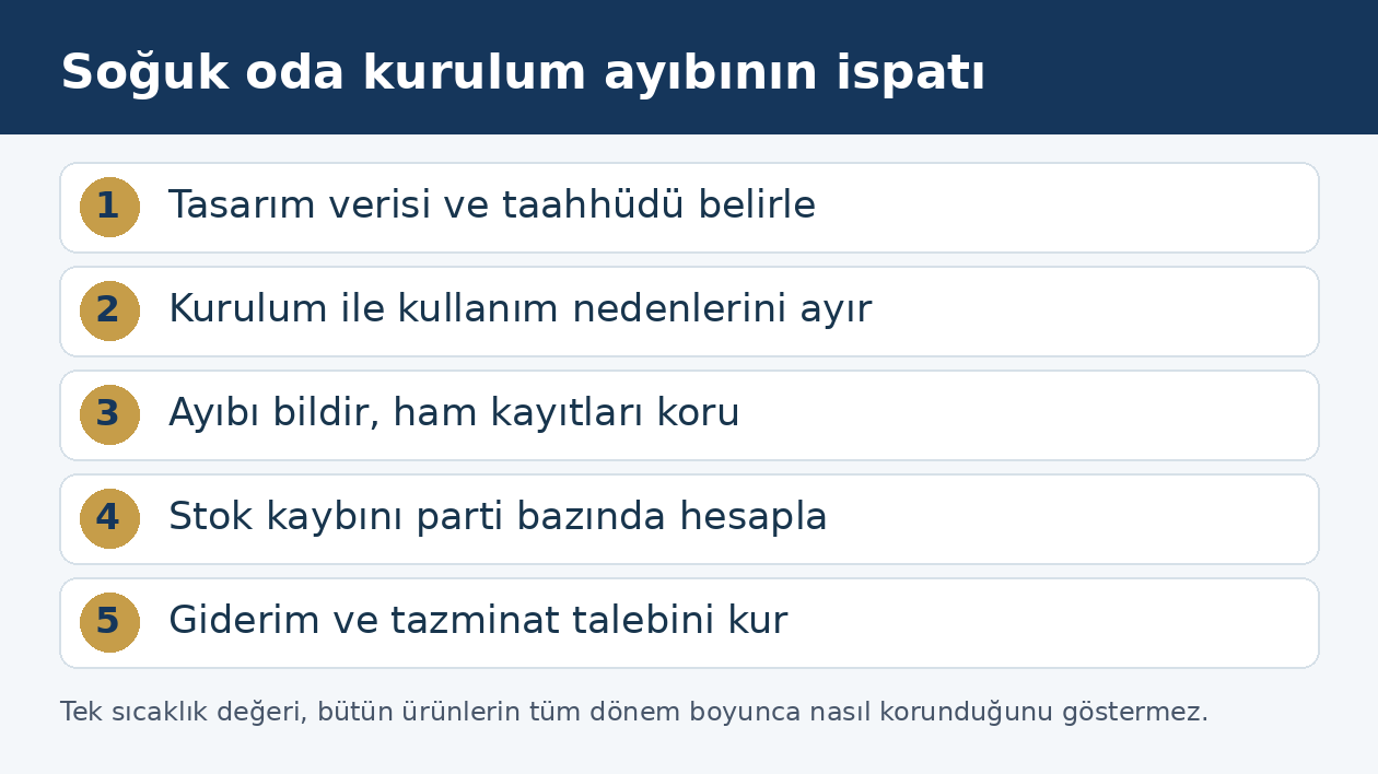 Soğuk oda tasarımı, kurulum ayıbı, &ouml;l&ccedil;&uuml;m kayıtları ve stok zararını ilişkilendiren beş aşama