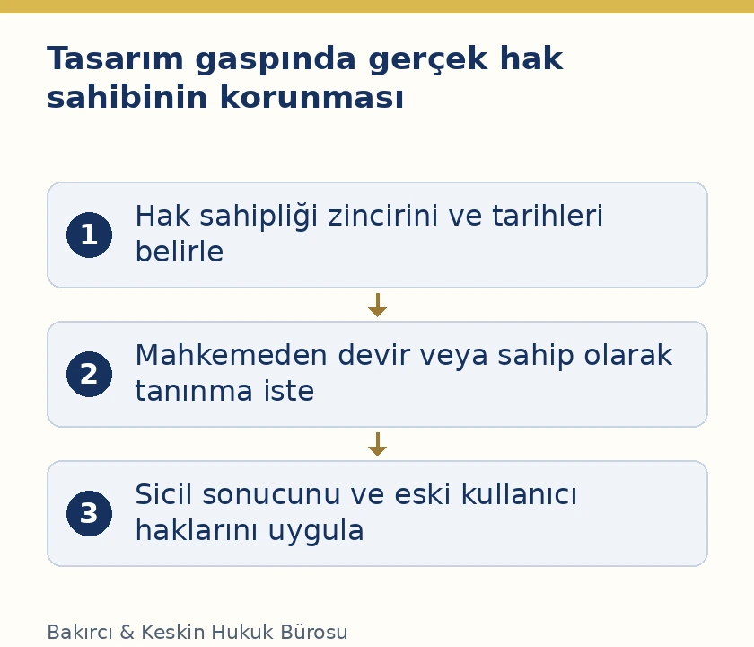 Tasarım gaspı davasında hak sahipliği, mahkeme talebi ve sicil sonucunun izlenmesi