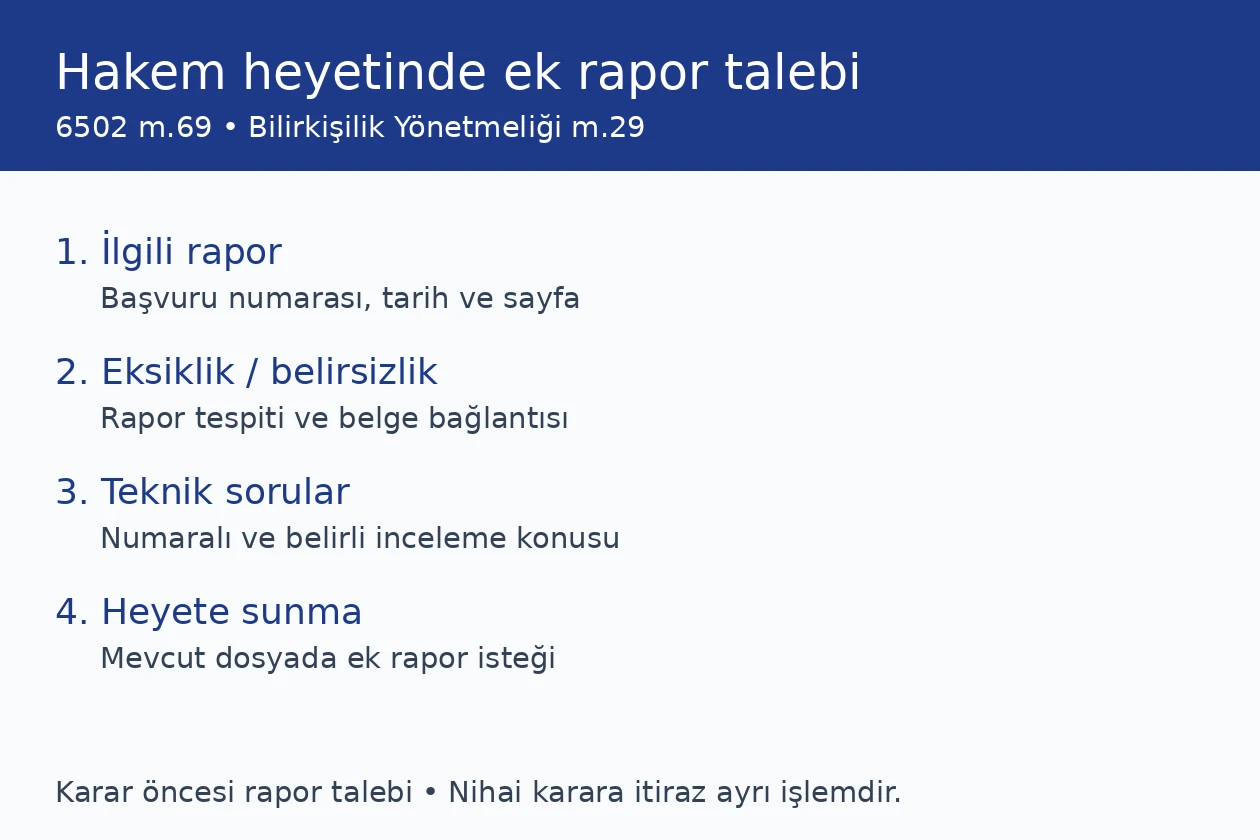 T&uuml;ketici hakem heyetinde bilirkişi raporu i&ccedil;in eksiklik, belge ve teknik soru eşleştirmesi